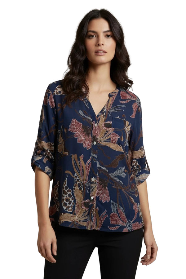 love my fashions Floral Print Button Up Front Pocket Shirt