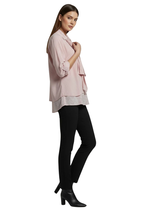 Love My Fashions Floral Print Layered Hem Matching Scarf Cotton Top
