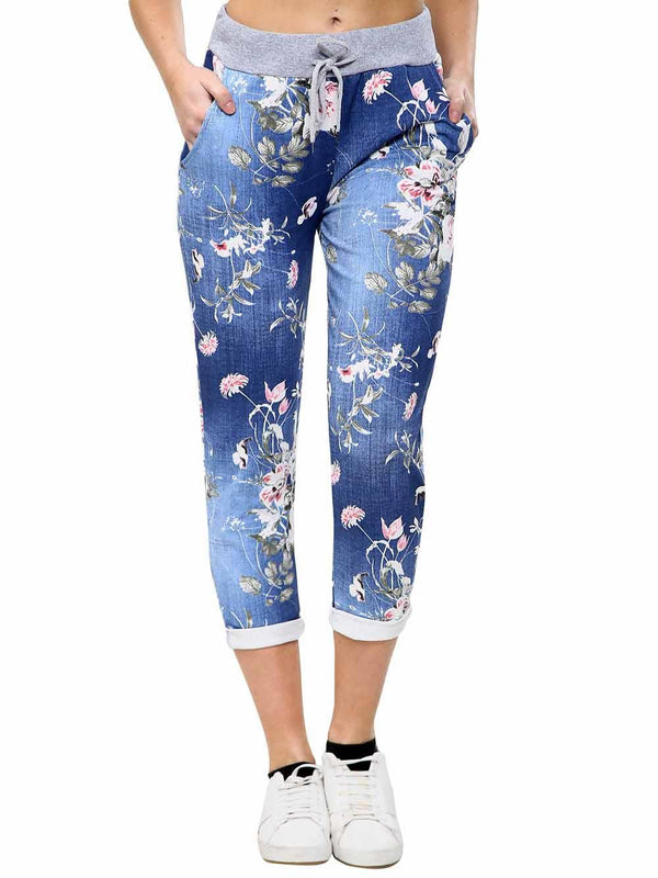 love my fashions Floral Print Pocket Drawstring Trousers