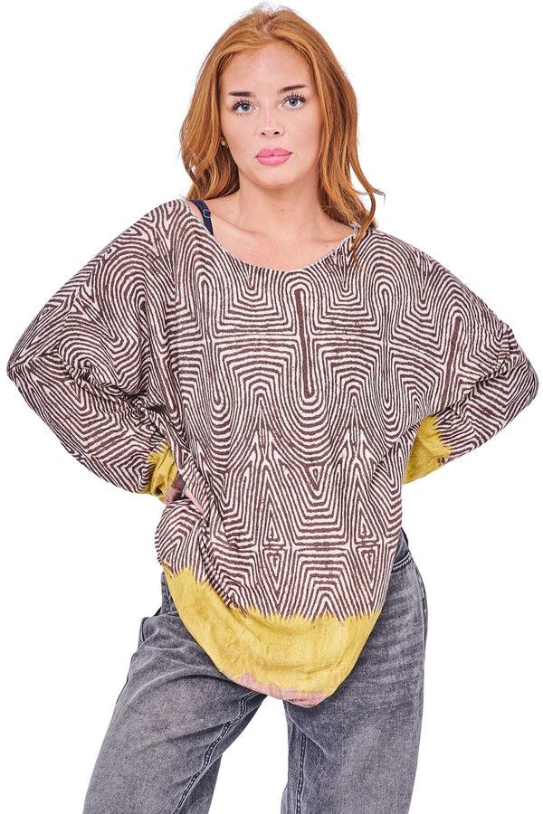Love My Fashions Geometric Labyrinth-Style Print Tunic Top