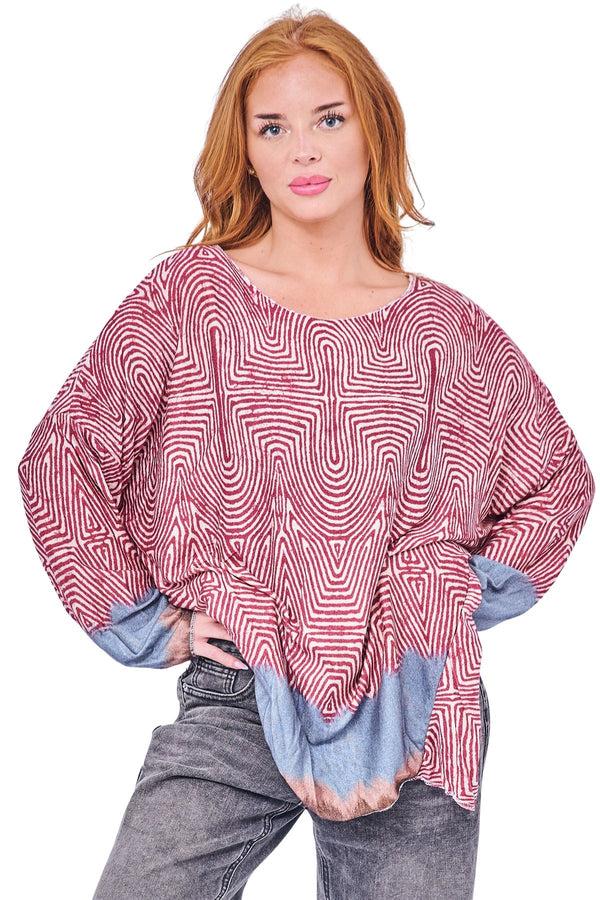 Love My Fashions Geometric Labyrinth-Style Print Tunic Top