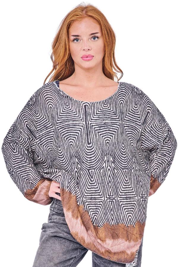 Love My Fashions Geometric Labyrinth-Style Print Tunic Top