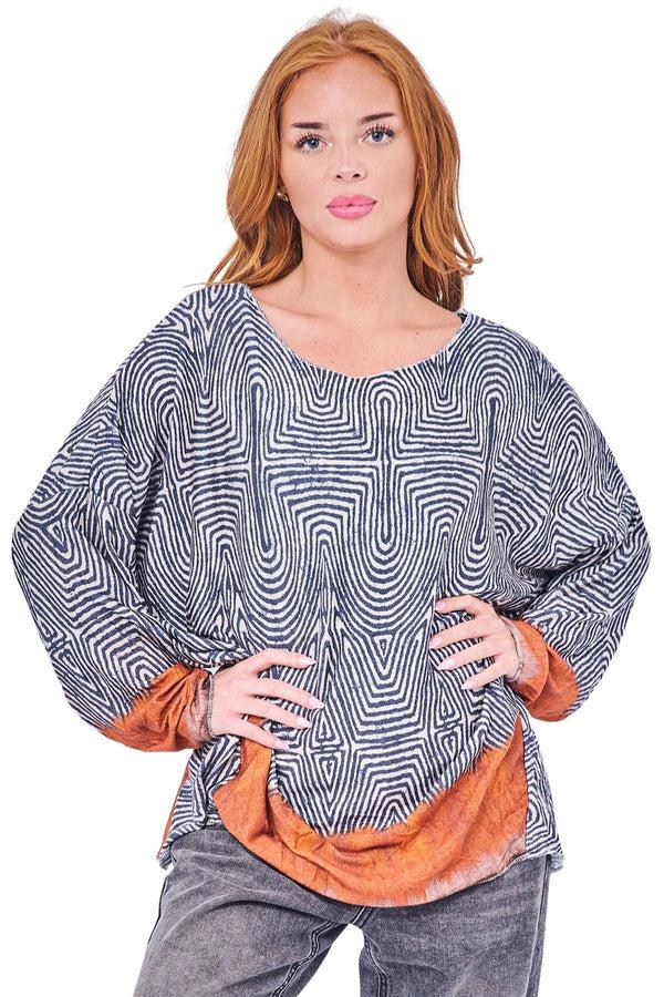 love my fashions Geometric Labyrinth-Style Print Tunic Top