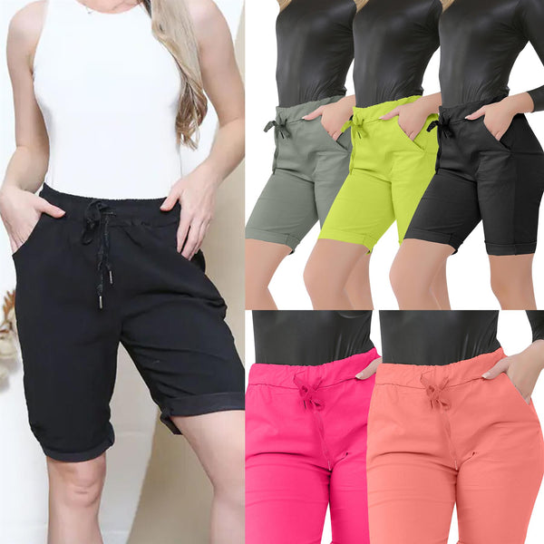 love my fashions Italian Drawstring Turn Up Crop Shorts