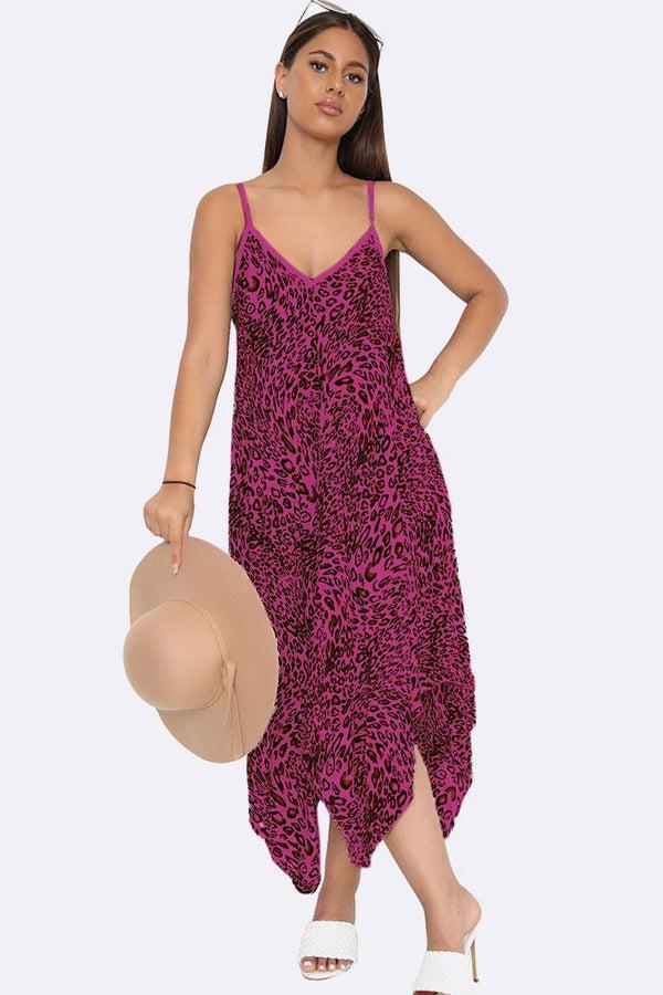 Love My Fashions Italian Leopard Strappy Hanky Hem Dress