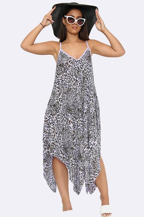 Love My Fashions Italian Leopard Strappy Hanky Hem Dress