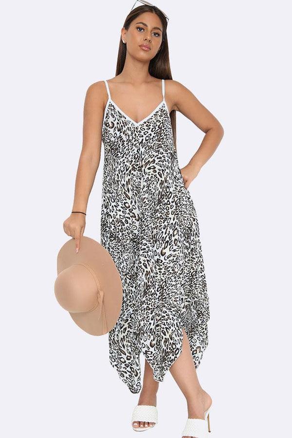 Love My Fashions Italian Leopard Strappy Hanky Hem Dress