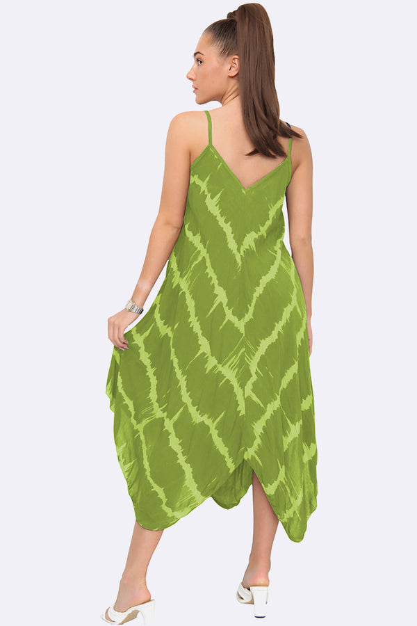 Love My Fashions Italian Sleeveless V Neck Tie Dye Print Hanky Dress