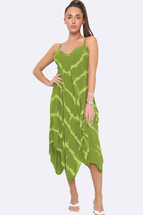 Love My Fashions Italian Sleeveless V Neck Tie Dye Print Hanky Dress