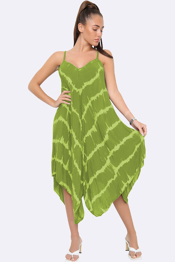 love my fashions Italian Sleeveless V Neck Tie Dye Print Hanky Dress