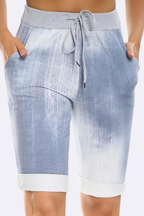 love my fashions Jazlyn Cotton Tie Dye Print 3/4 Drawstring Trouser