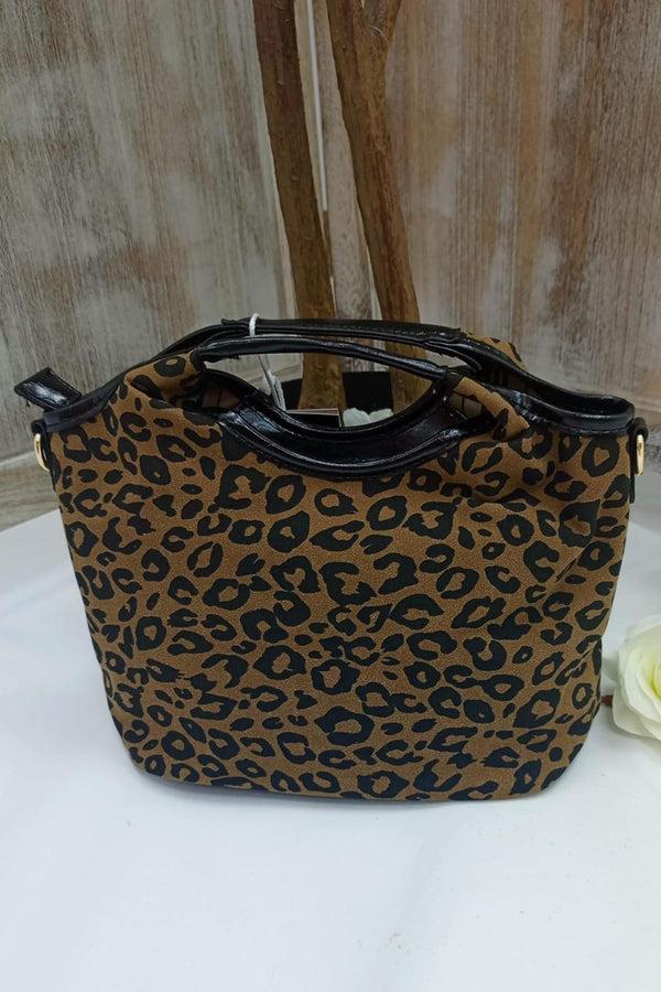 Love My Fashions Leopard Print Glossy Top Handle Bag