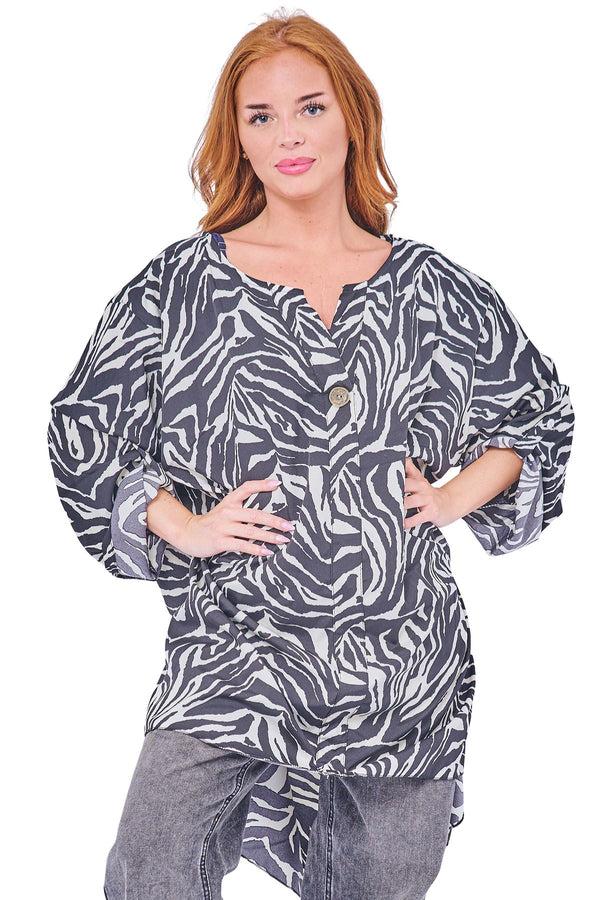 Love My Fashions Leopards Print Button Detail Tunic Top