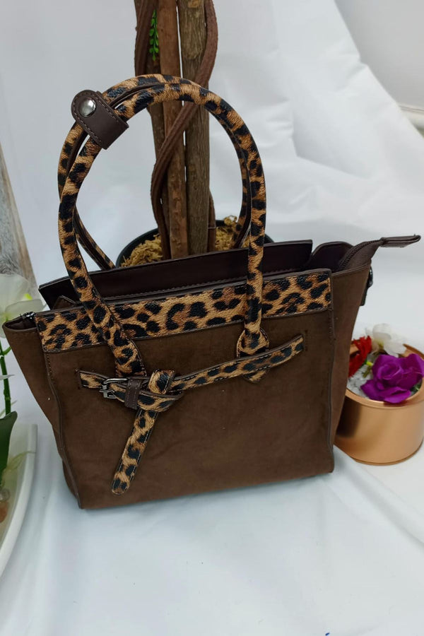 love my fashions Leopards Print Handle Belt Detail Shoulder Bag