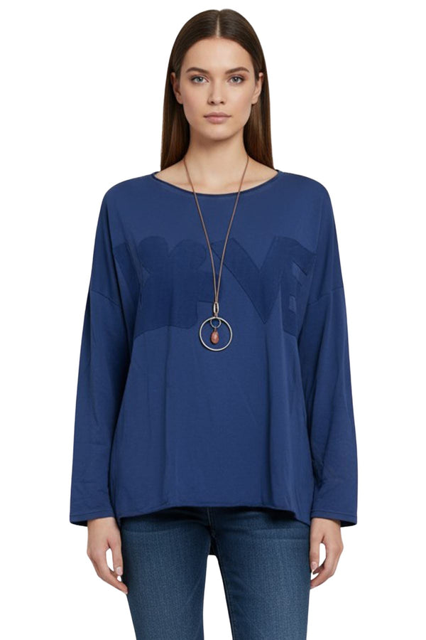 Love My Fashions Love Applique Texture Drop Shoulder Tunic Cotton Top