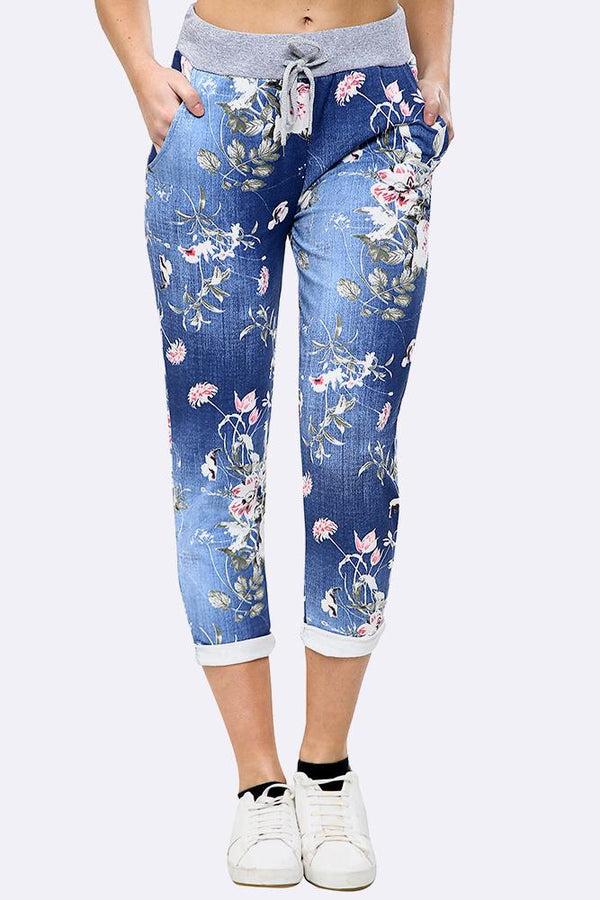 love my fashions Drawstring Waist Floral Joggers