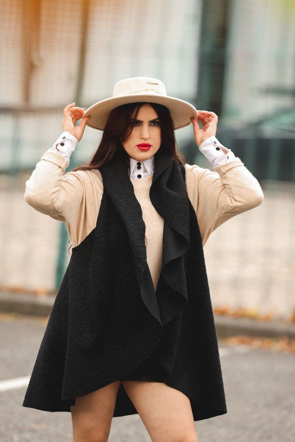 love my fashions Faux Drape Collar Vest