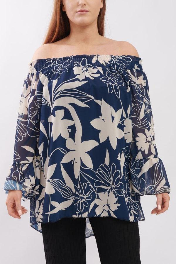 Love My Fashions Floral Print Flared Sleeve Top