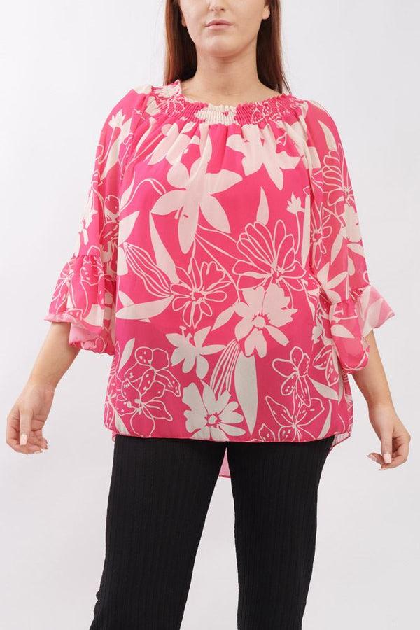 Love My Fashions Floral Print Flared Sleeve Top