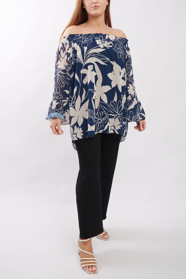Love My Fashions Floral Print Flared Sleeve Top