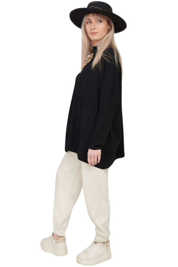 Love My Fashions Plain Knitted Front Pocket Top