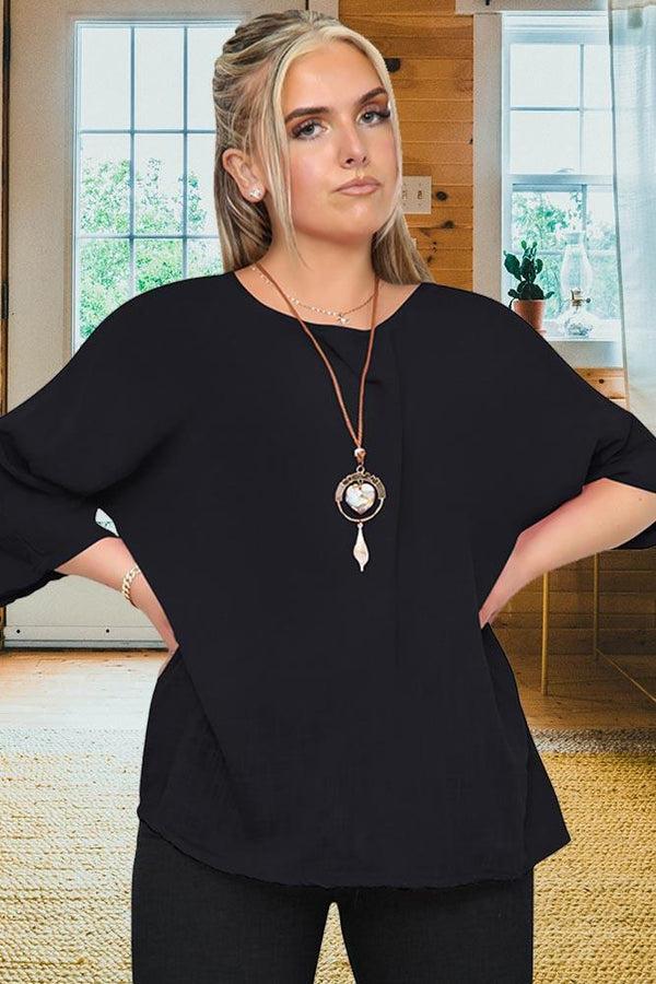 Love My Fashions Plain Necklace Tunic Top