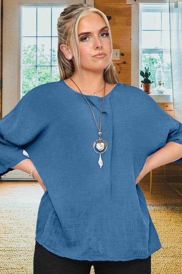 Love My Fashions Plain Necklace Tunic Top