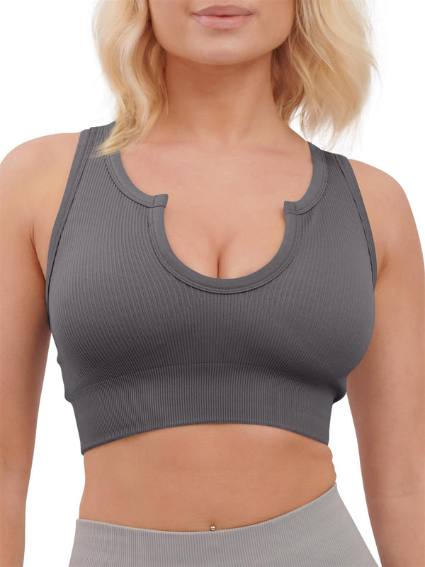 Love My Fashions Plain Seamless Ribbed Gym Bra