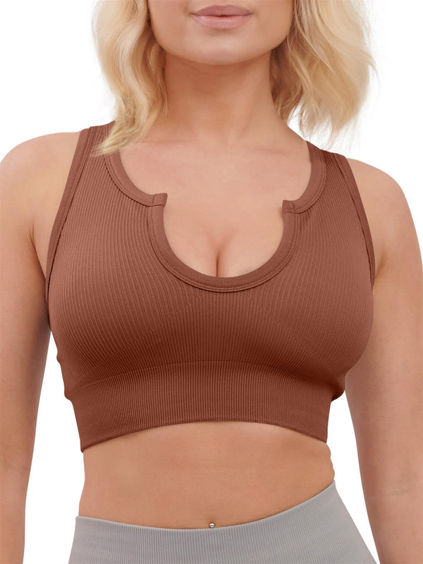 love my fashions Plain Seamless Ribbed Gym Bra