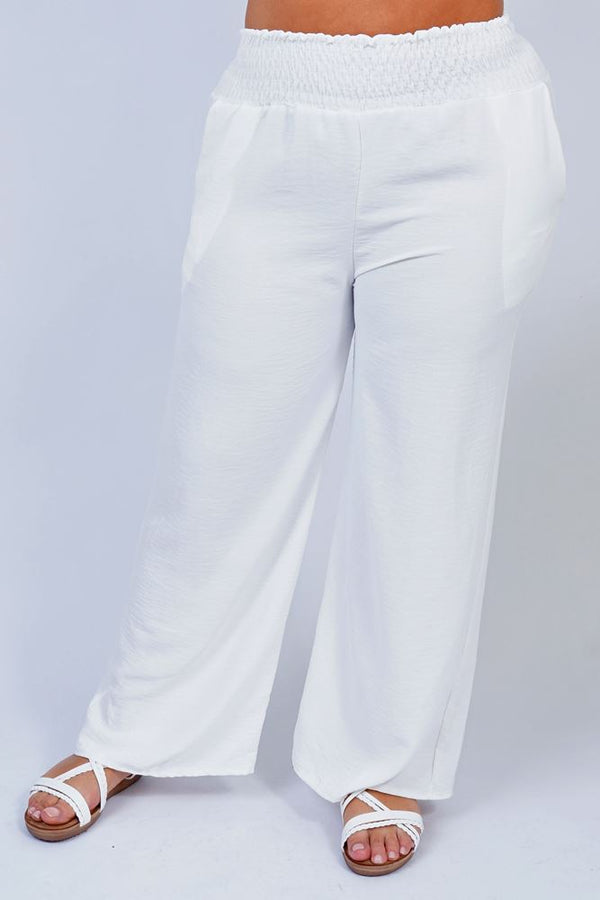 Love My Fashions Plain Smocked High Wasit Palazzo