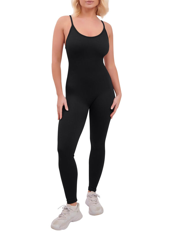 Love My Fashions Ribbed Strappy Nylon Jumpsuit