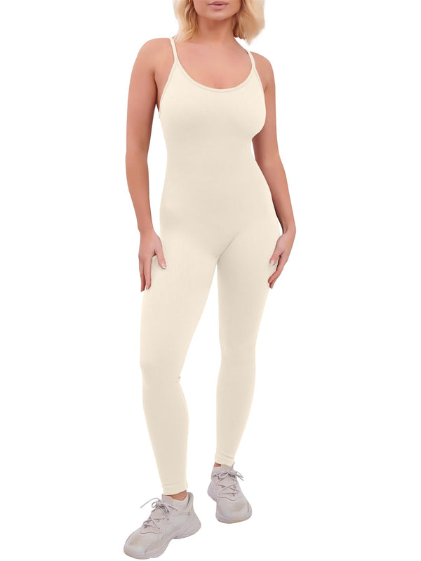 love my fashions Ribbed Strappy Nylon Jumpsuit