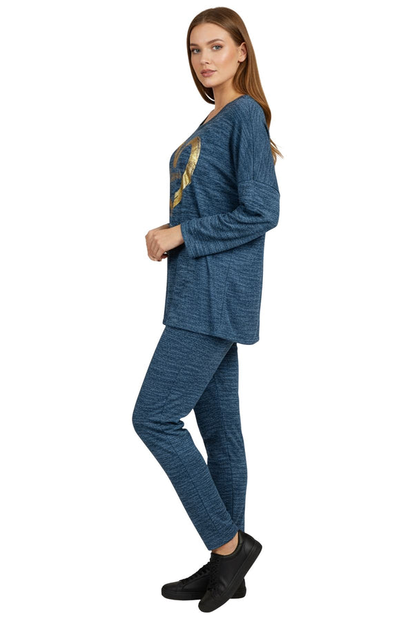 Love My Fashions Metallic Foil Heart Elasticated Waistband Co-Ord Set
