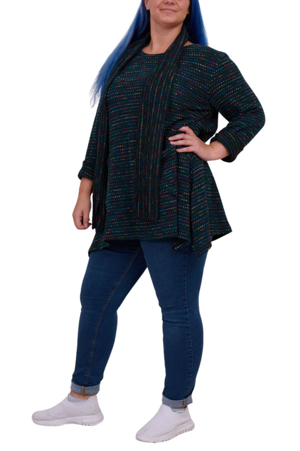 Love My Fashions Multi Stripe Pattern With Scarf Viscose Jumper