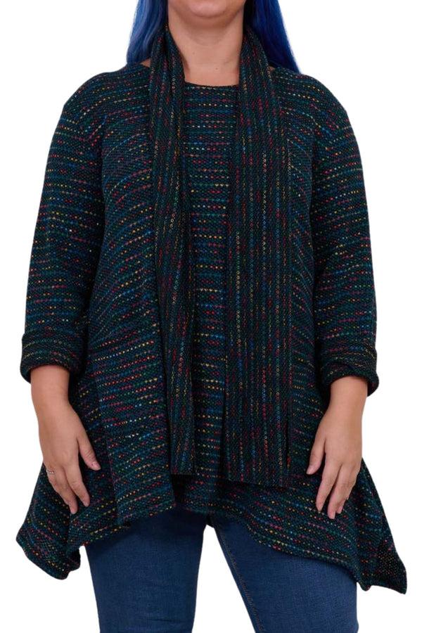 love my fashions Multi Stripe Pattern With scarf Viscose Jumper