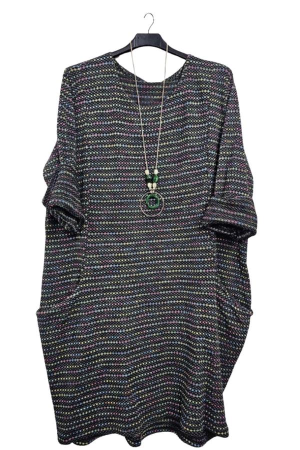 Love My Fashions Multicoloured Dots Horizontal Dotted Stripes Two Pockets Dress