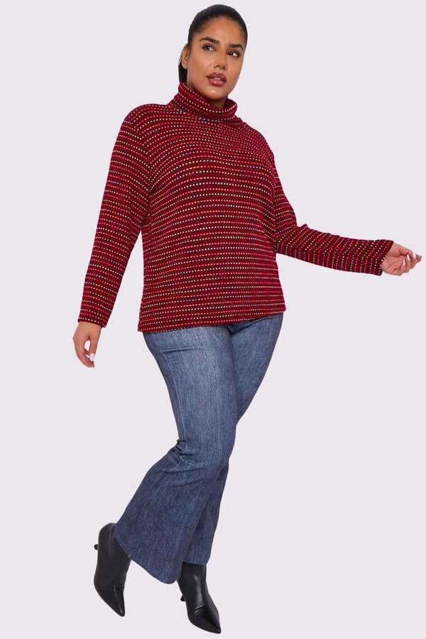Love My Fashions Multicoloured Tweed Dotted Stripes Pattern Top