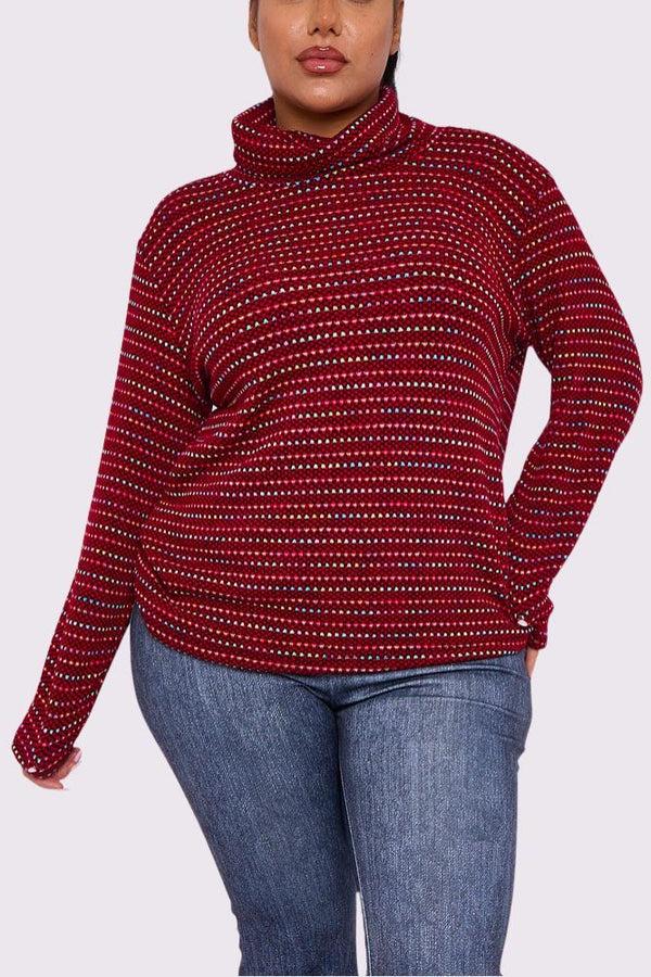 love my fashions Multicoloured Tweed Dotted Stripes Pattern Top