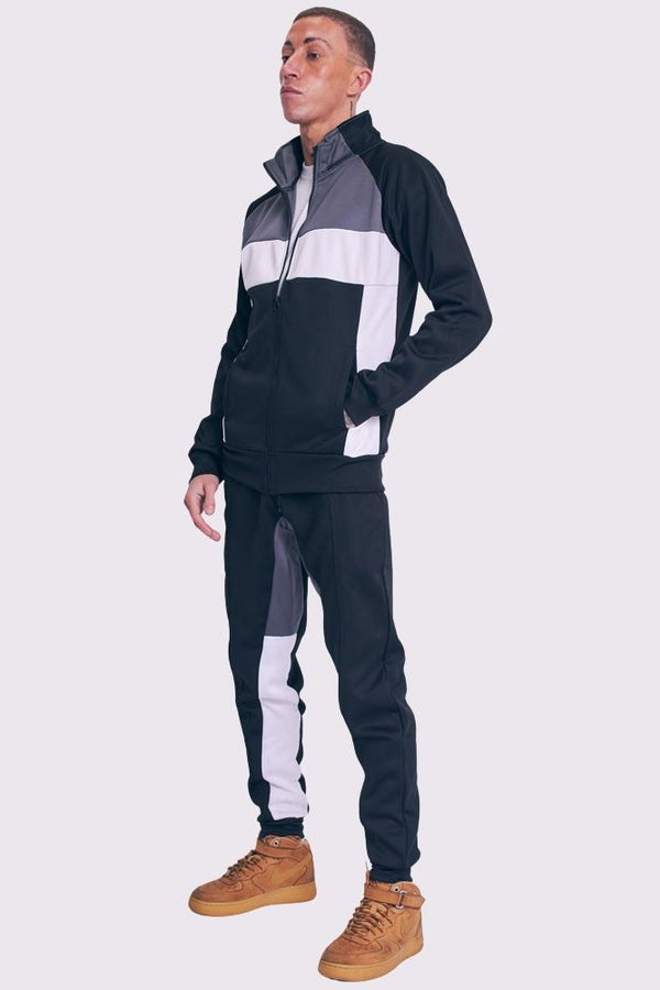Love My Fashions Panelled Zip-through Collared Tracksuit_GRWO