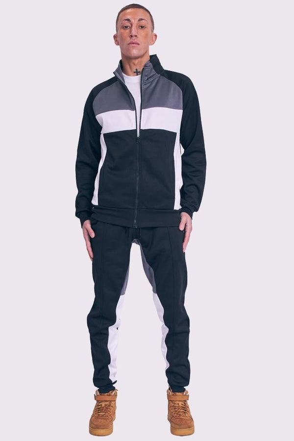 love my fashions Panelled Zip-through Collared Tracksuit_GRWO