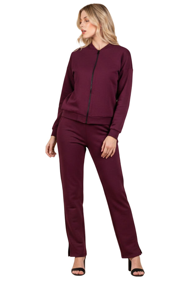 Love My Fashions Plain Front Zip Jacket Elasticated Waist Co-Ord