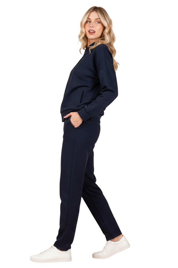 Love My Fashions Plain Front Zip Jacket Elasticated Waist Co-Ord