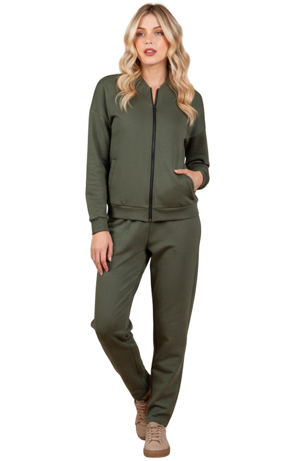 love my fashions Plain Front Zip Jacket Elasticated Waist Co-Ord