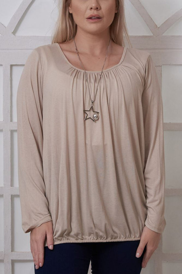Love My Fashions Pleated Elasticated Hem Viscose Top