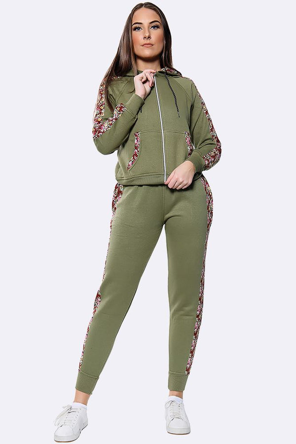 Love My Fashions Samira Floral Side Panel Fleece Tracksuit