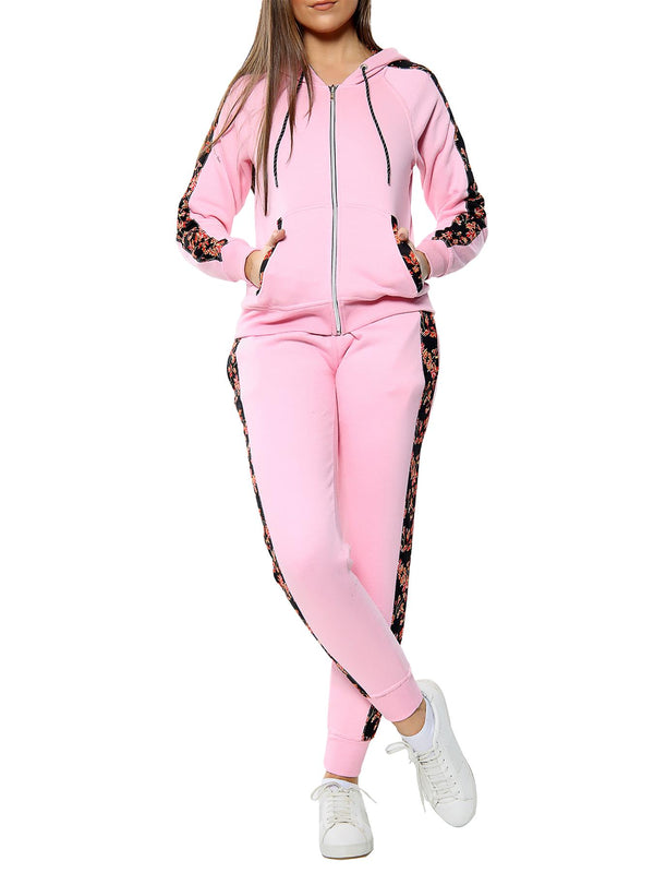 Love My Fashions Samira Floral Side Panel Fleece Tracksuit