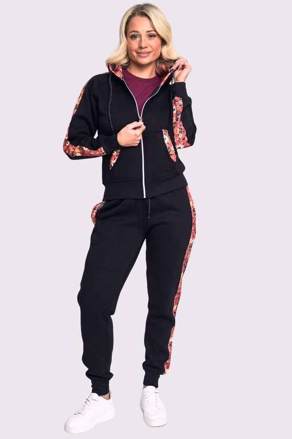 Love My Fashions Samira Floral Side Panel Fleece Tracksuit