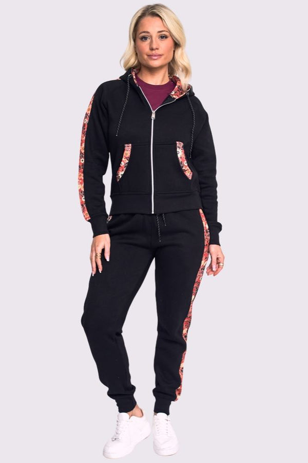 love my fashions Samira Floral Side Panel Fleece Tracksuit