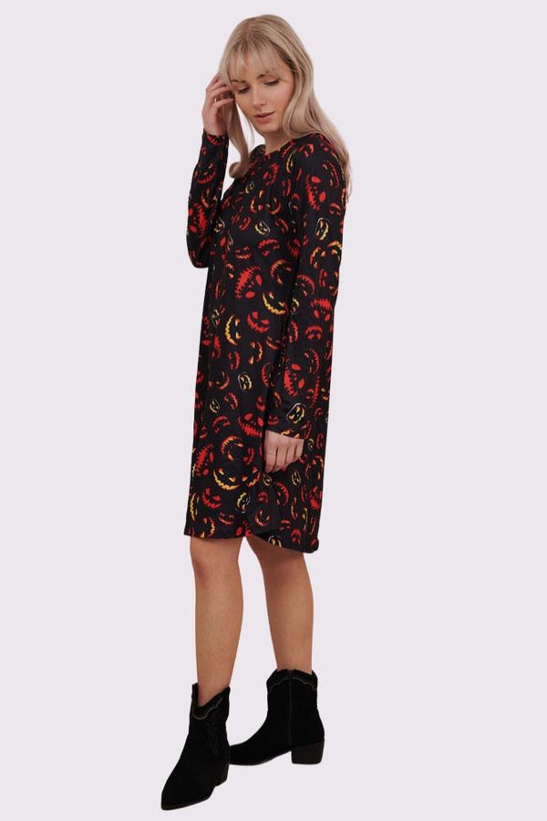 Love My Fashions Scary Pumpkins Print Halloween Dress