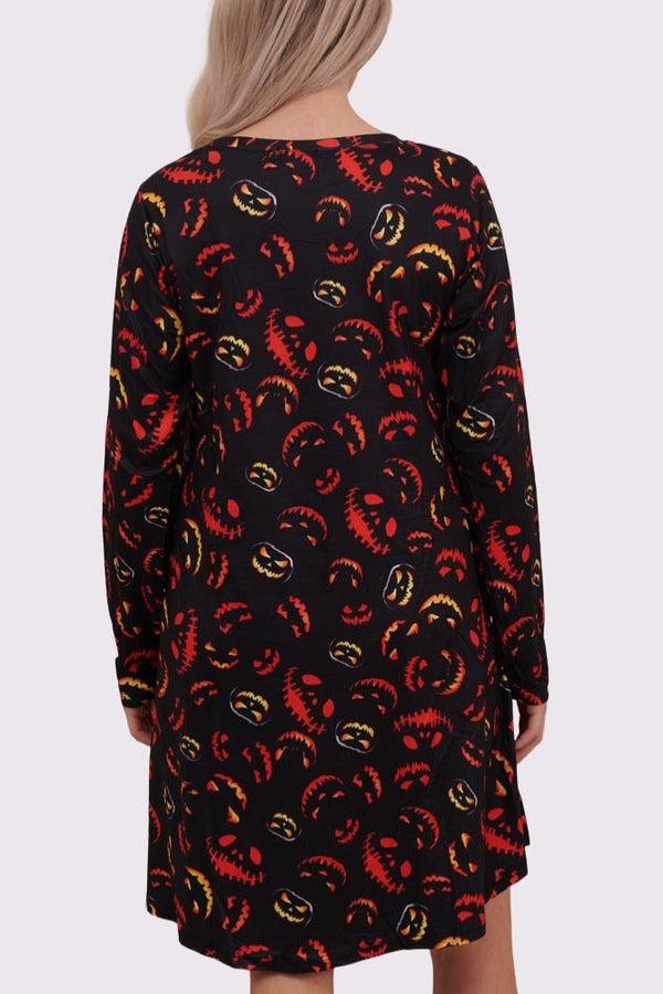 Love My Fashions Scary Pumpkins Print Halloween Dress